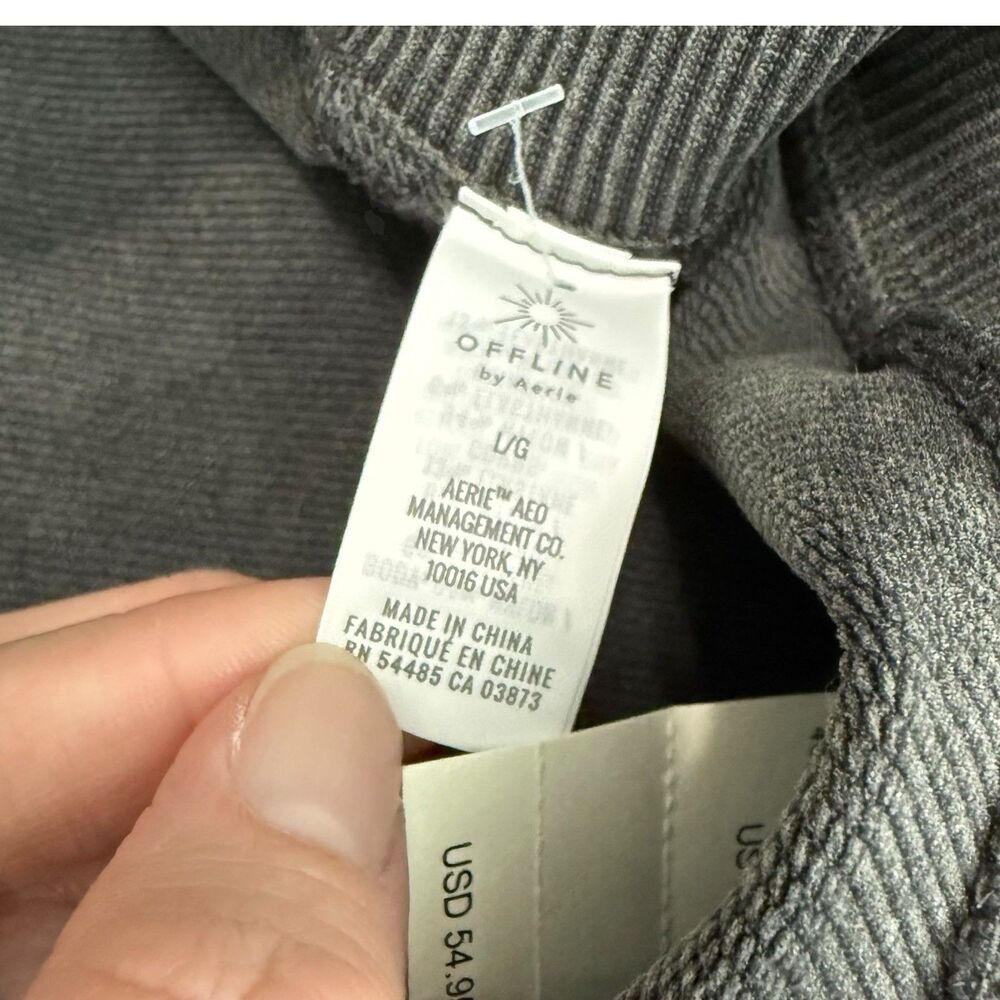 Offline By Aerie NWT Hi-Rise 7/8 Leggings Braided Ribbed Gray Size L Seamless - Picture 9 of 15